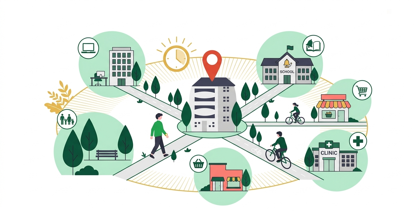 #Miasto15Minutowe #LokalizacjaMieszkania #WygodneŻycie #Infrastruktura #GeoScan #Izochrony